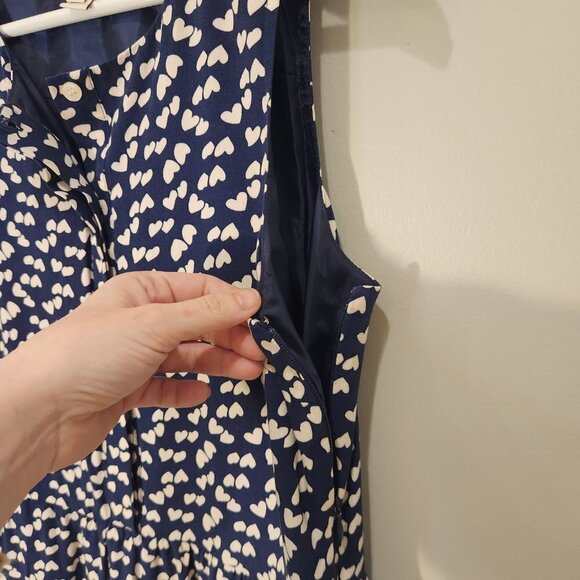 J. Crew Navy White Heart Sleeveless Dress - Size 6 - Picture 5 of 7